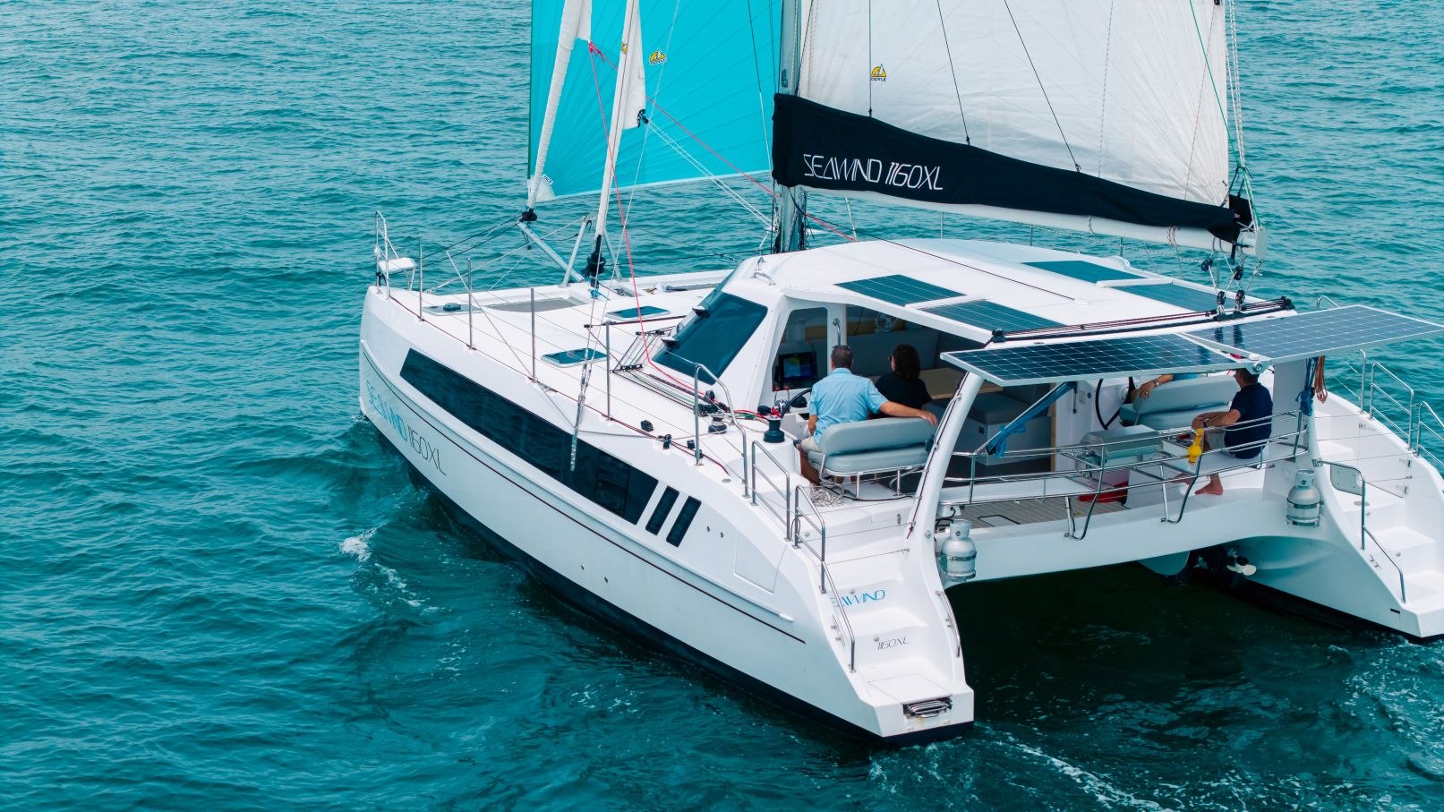 Seawind 1160 XL catamaran with a spacious cockpit and cabin layout